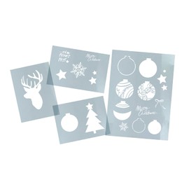 zAcheR-fineT Christmas Stencils Set of 4 Christmas Stencils Painting Templates Cards Airbrush Kitchen Baking Christmas Decoration