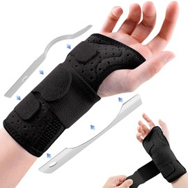 DQST Muñequera Ortopedica, Muñequera Tunel Carpiano, Muñequera Ajustable con 2 Placas de Aluminio Desmontables, Cómoda y Transpirable, Adecuada Tanto para Mujeres Como para Hombres (Derecha)