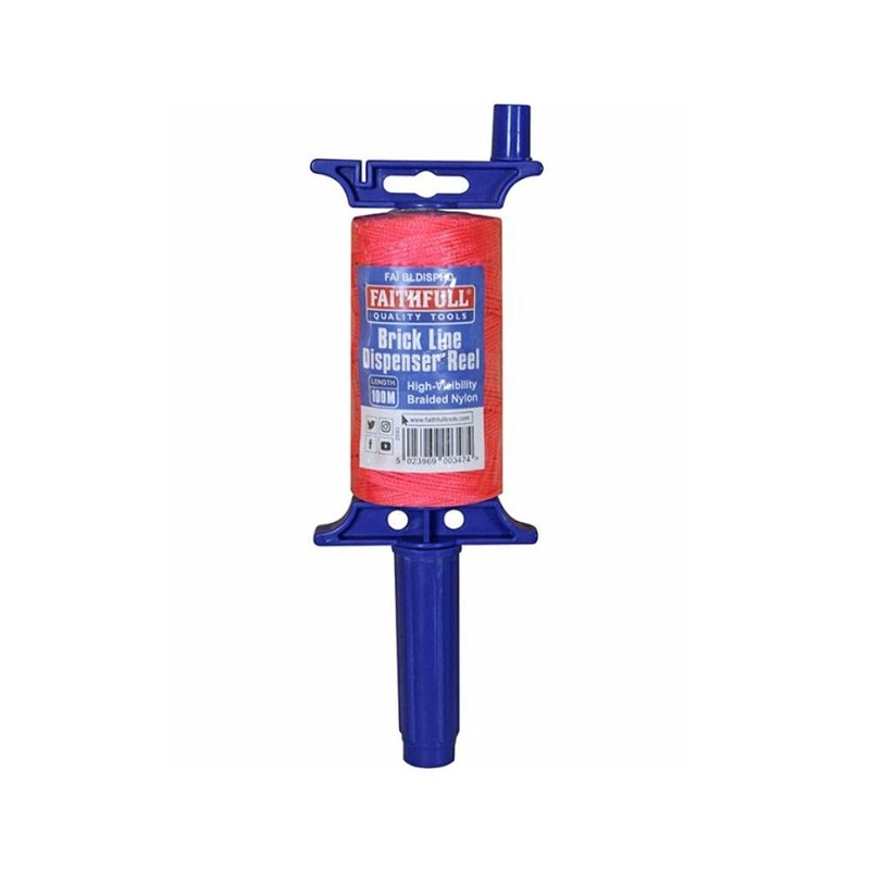 Faithfull FAIBLDISPHD Brick Line Dispenser Reel with Hi-Vis Braided Nylon