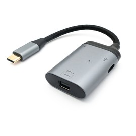 System-S 3-in-1 Adapter Mini DP 1.4 Female & 2x USB 3.1 Type C Female to Type C Male Grey