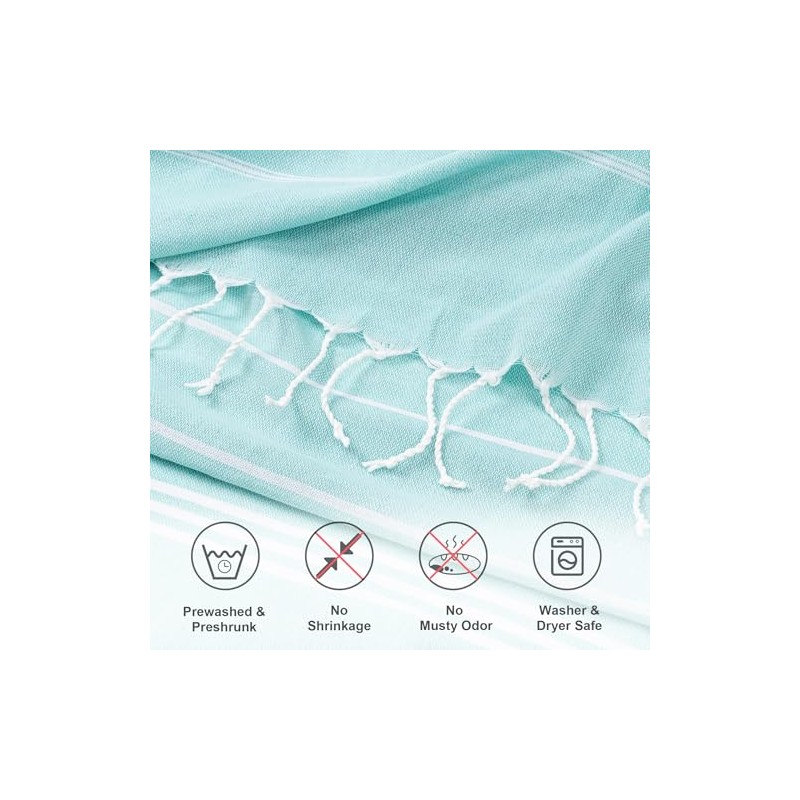 Aegero Quick Dry Sand Free Turkish Beach Towel - Aqua