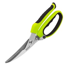 SOXUI Heavy Duty Kitchen Scissors, Rust Proof Bone Cutting Scissors with Anti-Slip Handle and Safety Lock, Spring Loaded Poultry Shears for Meat, Chicken, Bone,Turkey, Fish, Black