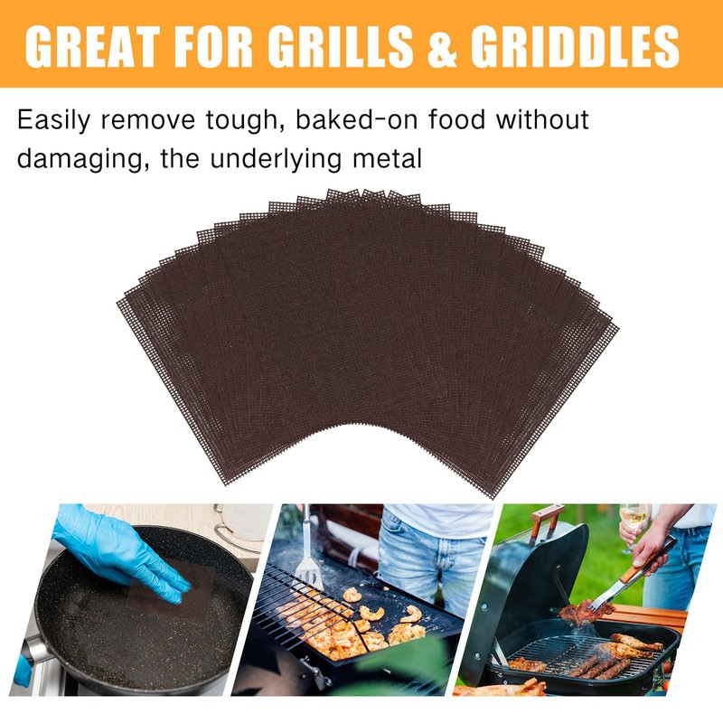 Reallnaive 400 Pack Griddle 4x5.5'' Screen Grill Cleaning Screens Pre-treated