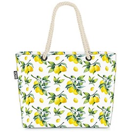 VOID Summer Lemon Beach Bag Shopper 58 x 38 x 16 cm 23L XXL Shopping Bag Travel Bag Beach Bag, yellow, Casual