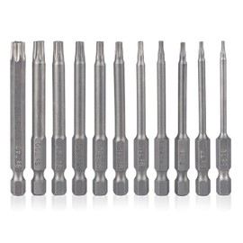 YDLQWCZ Security Torx Bit Set 11 Piece 3 Inch long Tamper Proof Star Bit Set S2 Steel 1/4" Hex Shank T6-T40 Magnetic Impact Driver Drill Bits