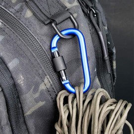 10 Pack D Shape Locking Carabiners,Heavy Duty Aluminum Screw Gate Clips for Keys, Outdoor Gear, Camping & Hiking, Lightweight D-Ring Carabiner Keychains