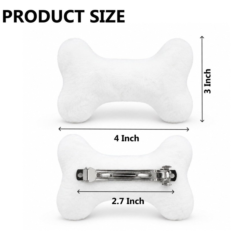 2PC Bone Clips for Hair or Shoes DIY White Plush
