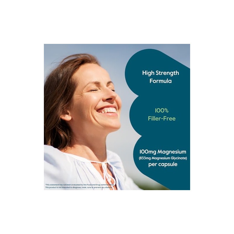 Magnesium Glycinate 400mg Per Serving 240 Vegetarian Capsules Stearates Silicon