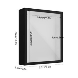 Daelesr 3D Picture Frame, 22 x 27 cm, Wooden 3D Frame, Shadow Box Display Case with Transparent Acrylic Plate Frame, Deep 3D Object Frame for Photo, Flowers, Memorabilia, Medals (Black 5 cm)