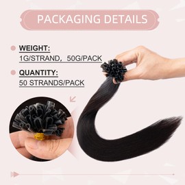 Silk-co Prebonded Hair Extensions 14inch Straight #1B Natural Black 50S 40g U Tip Hair Keratin Nail 100% Real Remy Human Hair