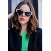 FEISEDY Retro Cat Eye Women Sunglasses Crystal Rhinestone Sparkling Bejewelled