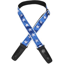 Lock-It Straps Cotton Guitar Strap - Jaquard White with Blue Stars
