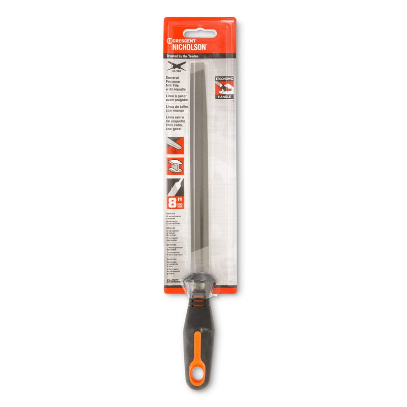 Nicholson 8" Mill Single Cut Bastard File with Ergonomic Handle