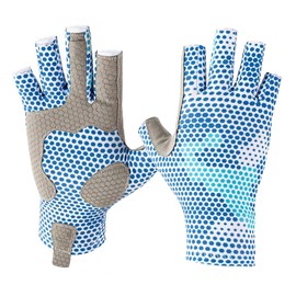 SUJAYU Fishing Gloves - Anti-slip Silicone Sailing & Kayak Gloves, UV Sun Protection for Men & Women, Paddling & Rowing Accessories (Sky Blue, Large)