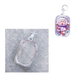 Clear Display Case with Keychain for Mini Figures Portable Doll Storage Case Hanging Bag Keychain Charms