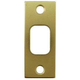 Stone Harbor Hardware Square Corner Deadbolt Strike Plate, 1-1/8" x 2-3/4", 2-1/8" Center-to-Center, Polished Brass