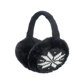 Sudawave Women Winter Warm Knitted Faux Fur Ear Warmers Earmuffs Adjustable Washable (Black Snowflake)