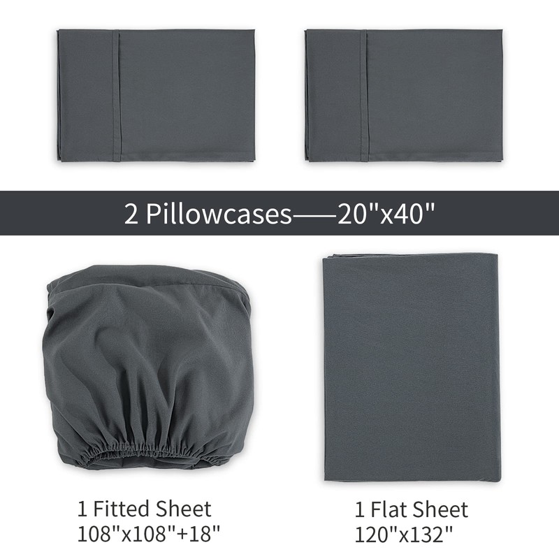 HOMBYS HOMBYS 132"x120" Alaska King Size Sheet Set 4 Pieces
