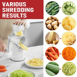 Vortex Multifunctional Vegetable Slicer, Five In One Handle Cheese Grinder With Interchangeable Blades Suitable For Cheese, Vegetables, Walnuts, Chocolate, Potatoes, And Carrots (White)