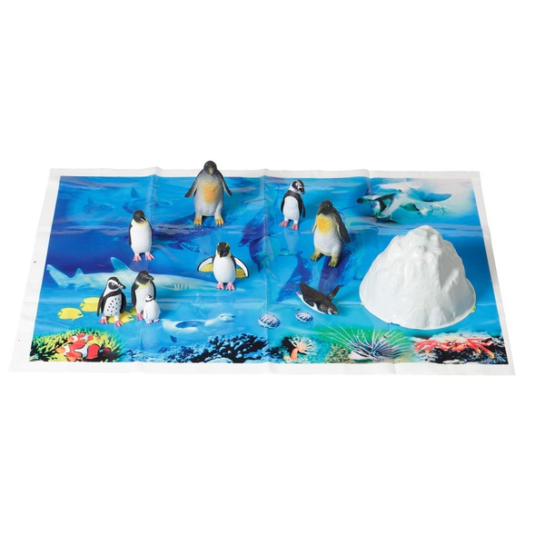 WARM FUZZY Toys Kids Tub of 7 Realistic Penguin Figurines, 1 Tub & Playmat - Engaging Educational Playtime - Ultimate Fun & Learning Experience for Home or Classroom (Ages 3+)