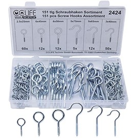 CCLIFE Screw Hooks Stainless Steel Eye Screw Hooks for Screwing Ceiling Hook Screw in Hooks Cup Hooks Pack of 151