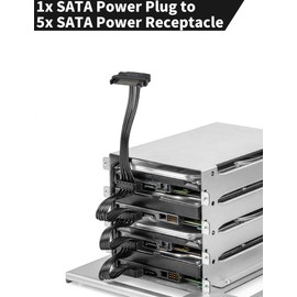 upHere gaming SATA Power Splitter Cables 19.7 in (500 mm) - 15 Pin Male to Female Power Cable Splitter Powers up to 5 Hard Disk Drive, SSD, Optical Drives