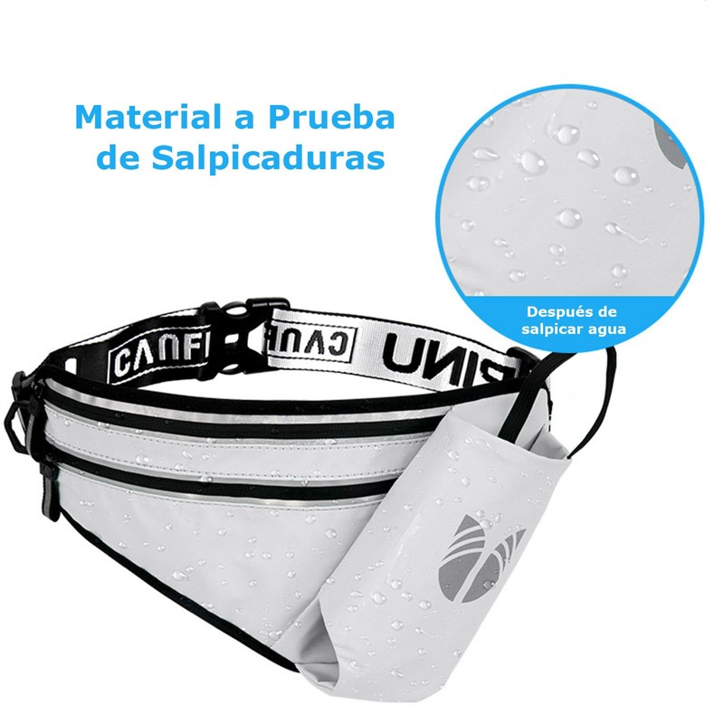 MOSU Riñonera para Correr, Cinturón de Hidratación Impermeable con Portabotellas,