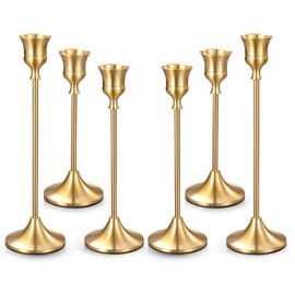 6PCS Gold Candle Holders - Candle Stick Holders, Gold Taper Candle Holder, Ideal Candlesticks Decorative Accent for Home Decor, Wedding Ceremonies, Dining Tables, Parties