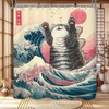 Glioown Funny Japanese Cat Shower Curtain 60Wx71L, Hilarious Cool Animal