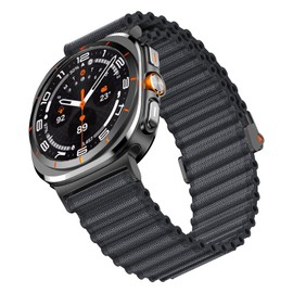 NewWays Trail Band for Galaxy Ultra Band 47mm for Men Alpine Trail Nylon Loop Band OEM, One Click Attachment, Large, Dark Gray