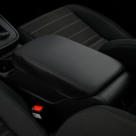 BEERTE Car Center Console Cover Fit for Honda CR-V 2023-2024 PU Leather Waterproof Armrest Cover for Car Anti-Scratch Armrest Seat Box Protector (Black with Black Stitches)