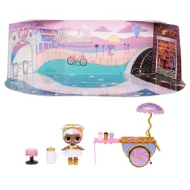 LOL Surprise Furniture Sweet Boardwalk with Sugar Doll and 10+ Surprises, Doll Candy Cart Furniture Set, Accessories
