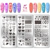 PH PandaHall 3pcs Love Heart Nail Art Templates, Heartbeat Nail