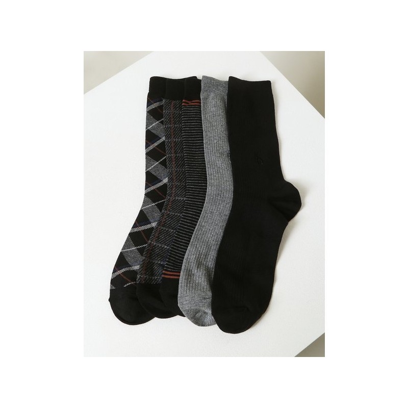 Hazzys (대구신세계)화이트 패턴 면혼방 장목양말5종세트 HJSS5E502WT (Daegu Shinsegae) White Pattern