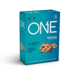 ONE Protein Bars, Chocolate Chip Cookie Dough, Gluten-Free Protein Bar with 20g Protein and only 1g Sugar, Snacking for High Protein Diets, 2.12 Ounce (4 Pack)
