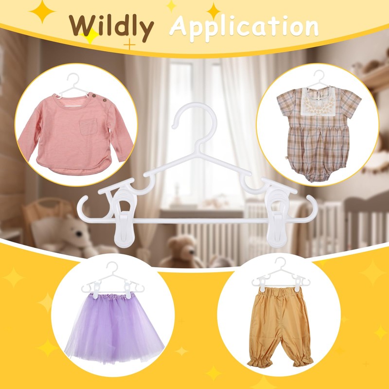 Hsei 5/10/40 Pack Baby Hangers with 10/20/80 Clips, Plastic Kids