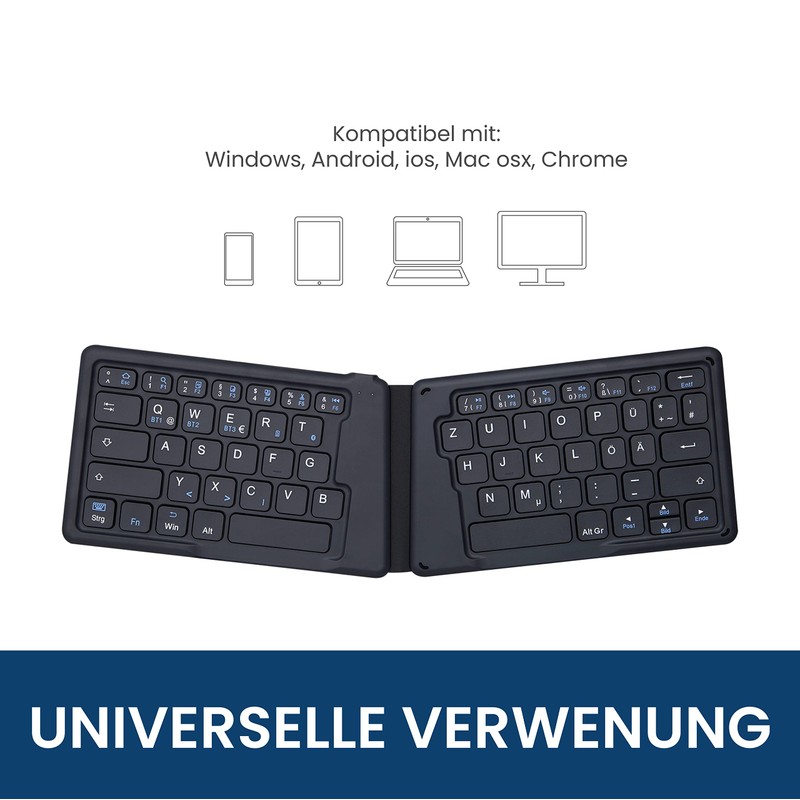 Perixx PERIBOARD-805 Ergo, Bluetooth 5.1 Faltbare ergonomische Tastatur, Ultra-dünnes tragbare