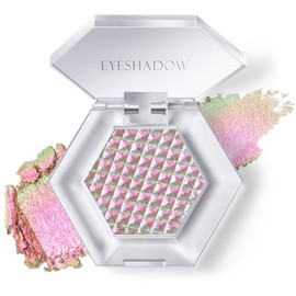 HOSAILY Sombra De Ojos Rosa Con Brillo Chameleon Mermaid, Sombra De Ojos Única Multicolor Con Brillo En Crema Y Polvo, Paleta De Maquillaje Iluminador Y Holográfico Brillante Con Cambio De Color 02