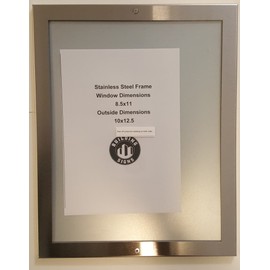 Elevator Notice frame 8.5" x 11" stainless Steel