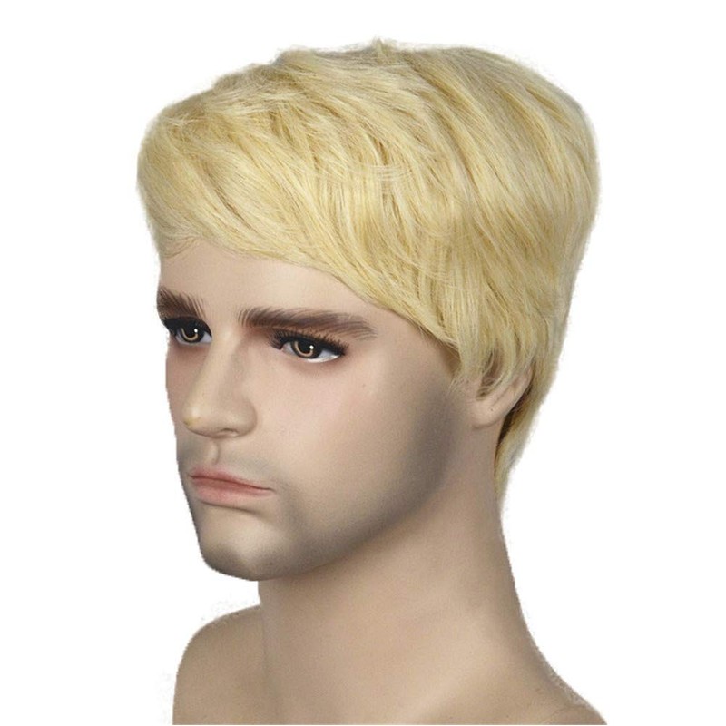 Lydell Short Straight Synthetic Wigs with Bangs for Men Blonde