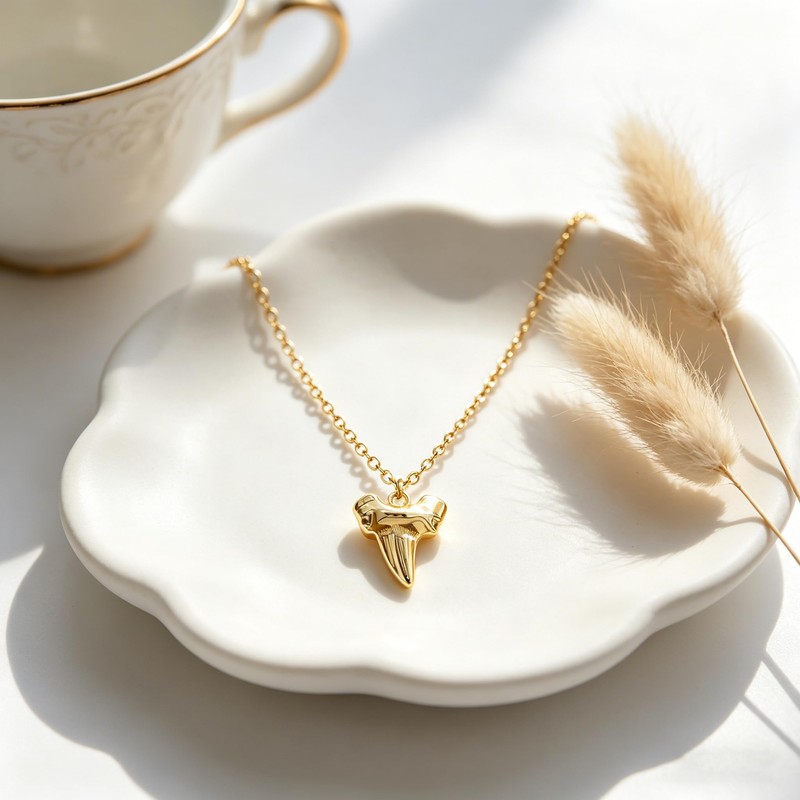 OBSUN Golden Shark Tooth Necklace Beach Necklace for Women Teens