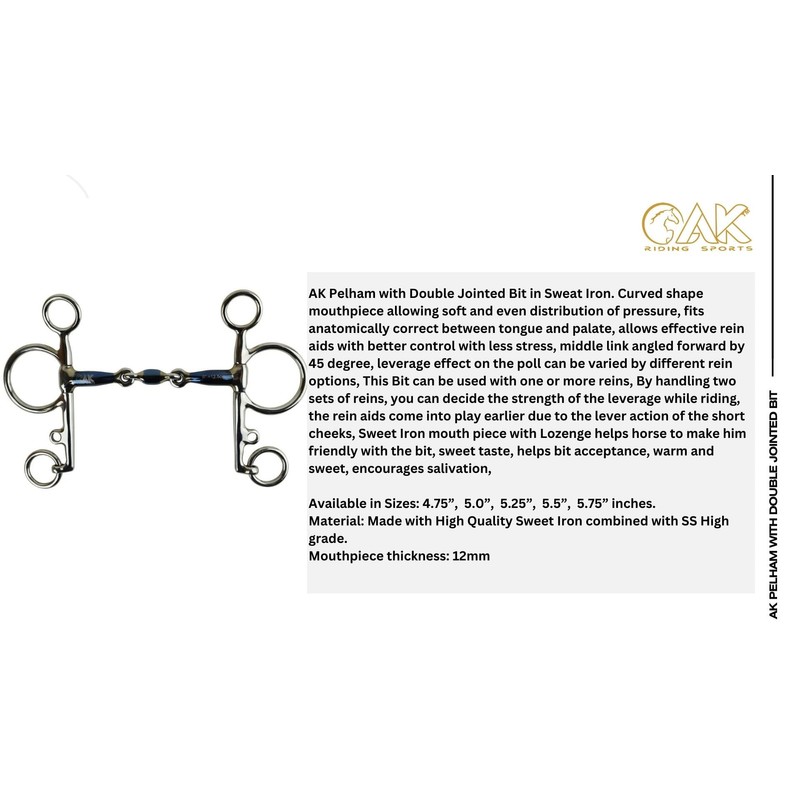 AK Pelham with Double Jointed Bit in Sweat Iron Horse