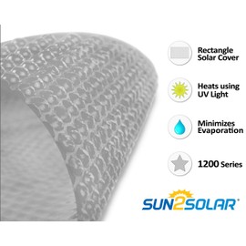 Sun2Solar Clear 18-Foot-by-40-Foot Rectangle Solar Cover | 1200 Series | Heat Retaining Blanket for In-Ground and Above-Ground Rectangular Swimming Pools | Use Sun to Heat Pool | Bubble-Side Down