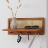 FRIADE PE Rattan Coat Rack Shelf Wall Mounted with 4