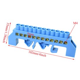 PZRT Terminal Block Terminal Bus Bar 12 Positions Screw Brass Terminal Grounding Strip Block DIN Rail Type Bottom Seat