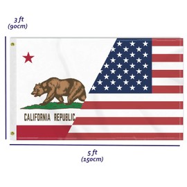 3×5 FT USA California Flag, Large 150D America Californian Outdoor Banner,Double Side Printing American Decor For Patio Garden With Brass Gromment