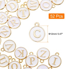 sourcing map 52pcs Letter Charm, Enamel Letter Pendants, Alphabet C Pendants Double Sided Beads Charm for DIY Bracelet Necklace Pendants Earring Jewelry, White