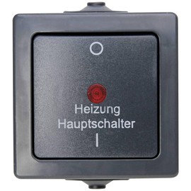 Kopp Nautic 565315003 Heating Main Switch Surface-Mounted for Sauna, 250 V (10), IP44, Charcoal Grey