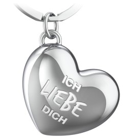 FABACH Love Keyring Heart with Engraving – I Love You Keyring Partner – Heart Key Ring Heart as Love Lucky Charm – Girlfriend Gift Love – I Love You, silver, Modern