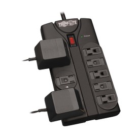 Tripp Lite Tripp Lite TLP808B 8 Outlet Surge Protector Power Strip, 8ft Cord Right Angle Plug, Black, Lifetime Insurance